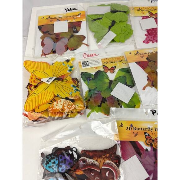17 Pack NEW 3D Butterflies Wall Stickers Lot Bulk Various Colors Bright - Picture 14 of 16